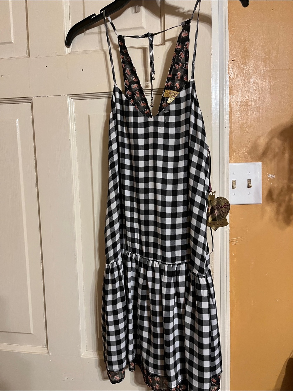princess vera wang Black and White Gingham Drop-Waist Sundress